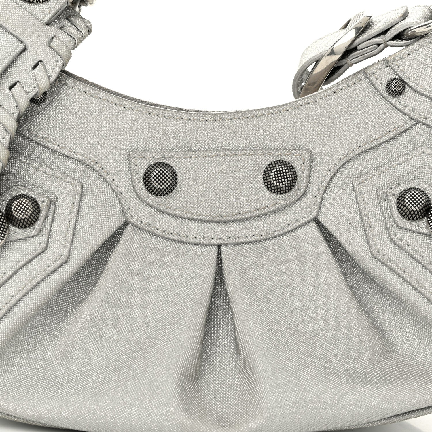Balenciaga Sparkling Fabric Le Cagole Shoulder Bag XS Silver