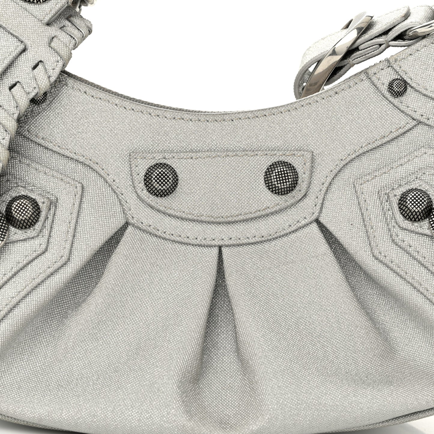 Sparkling Fabric Le Cagole Shoulder Bag XS Silver