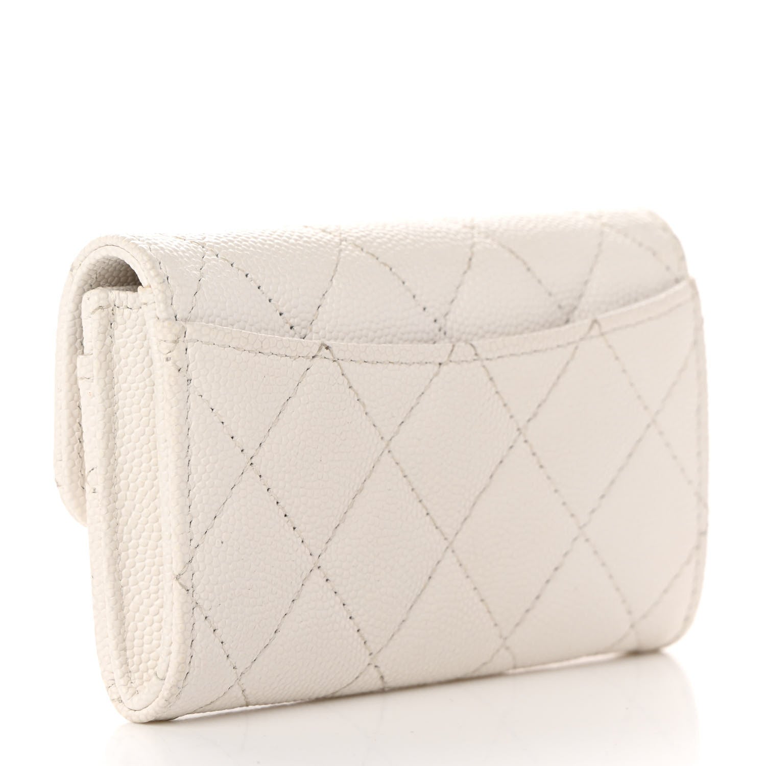 Chanel Caviar Quilted Flap Card Holder Wallet White 3 of 10