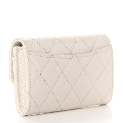 Chanel Caviar Quilted Flap Card Holder Wallet White 3 of 10