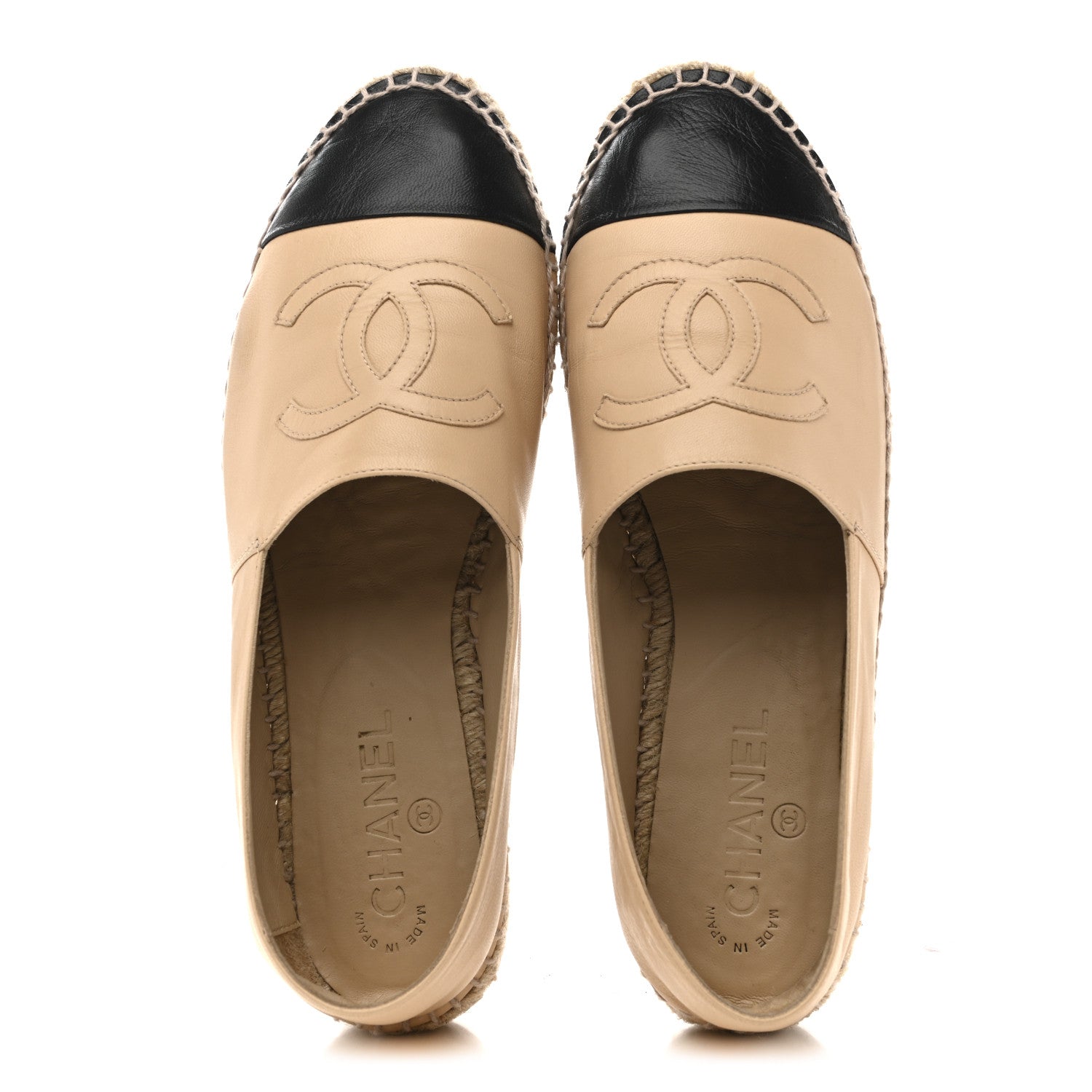 Chanel Lambskin CC Espadrilles 40 Beige Black 2 of 10
