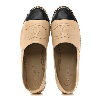 Chanel Lambskin CC Espadrilles 40 Beige Black 2 of 10