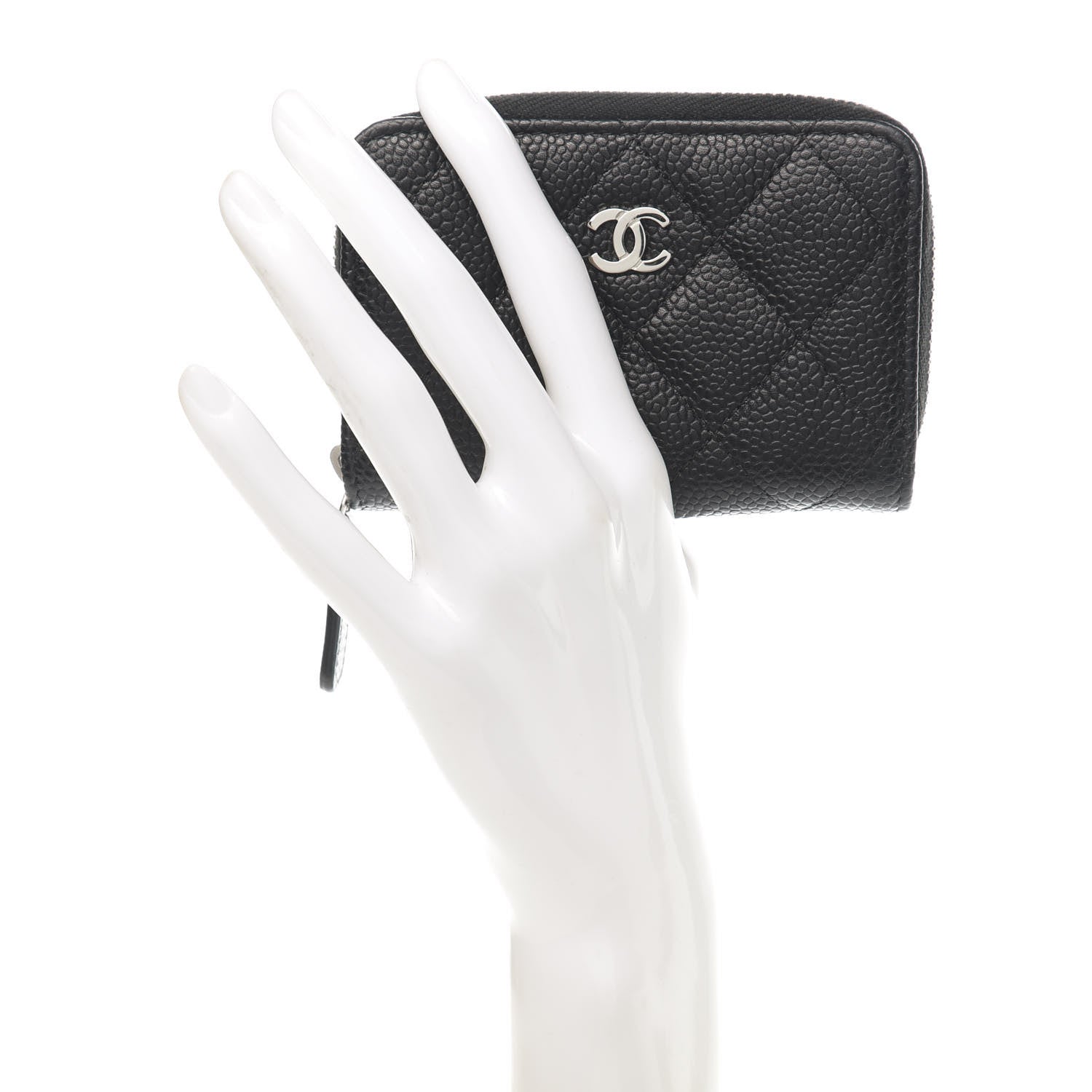 Chanel Caviar Quilted Zip Coin Purse Black 2 of 8