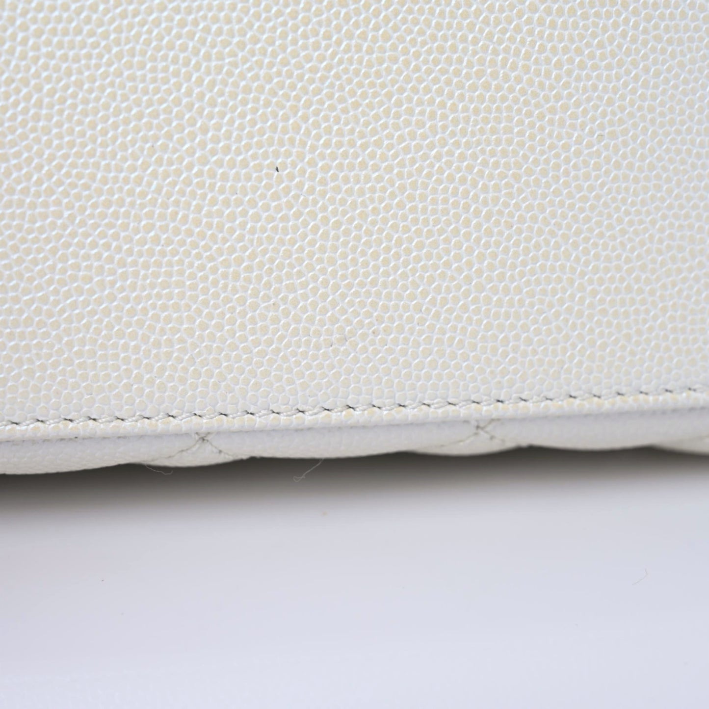 Iridescent Caviar Quilted Extra Mini Coco Handle Flap White