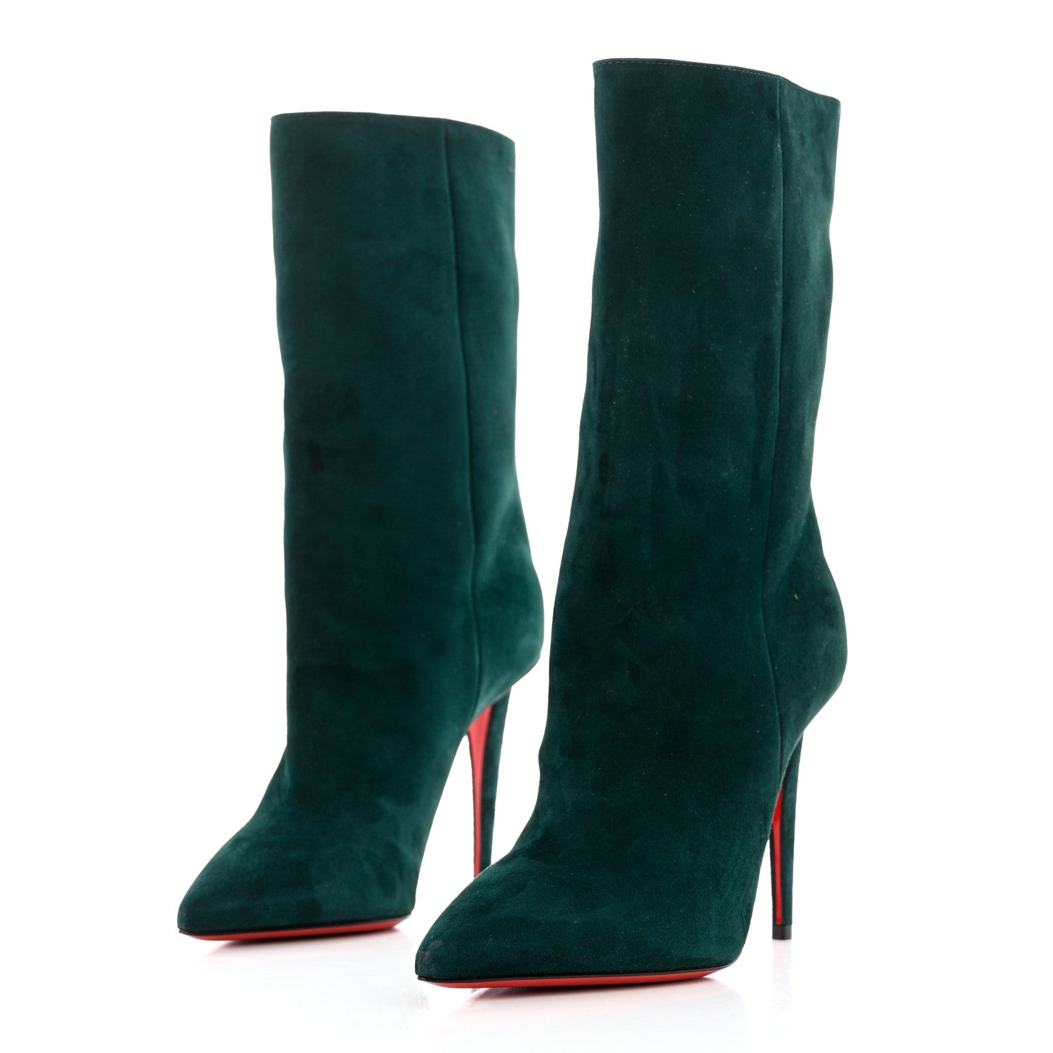 Christian Louboutin Veau Velours Astrilarge 100 Booties 37.5 Green 3 of 7