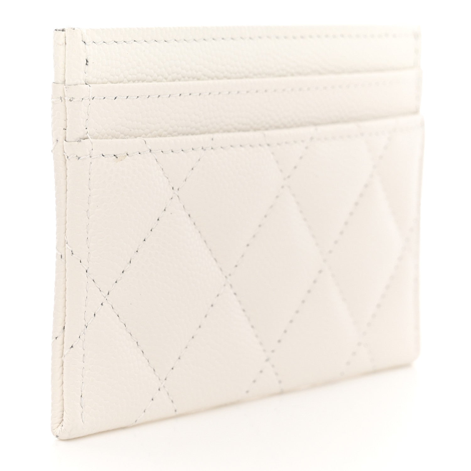 Chanel Caviar Quilted Crystal CC Card Holder White 3 of 8