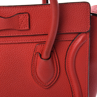Celine Drummed Calfskin Nano Luggage Red 13 of 21