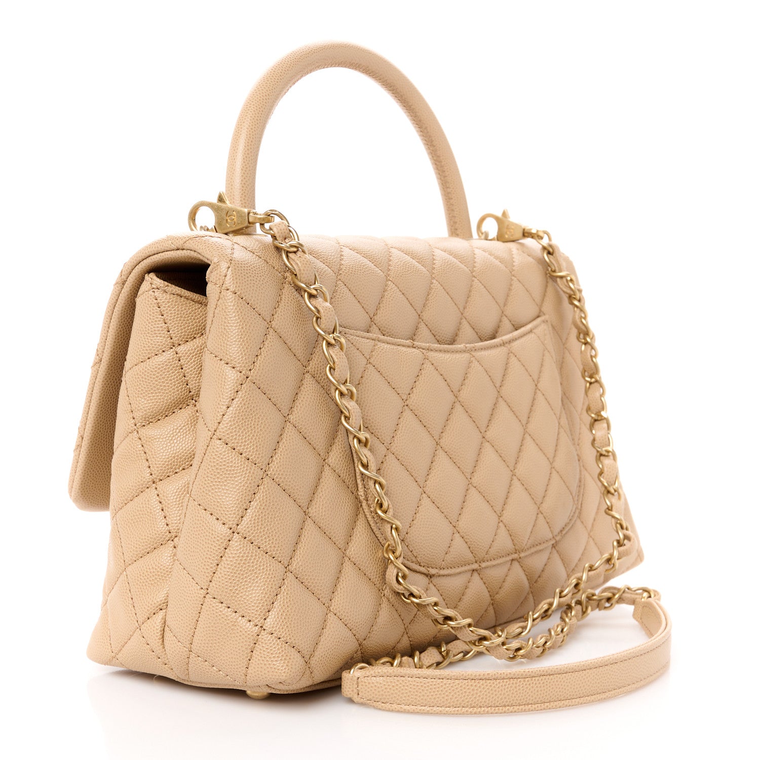 Chanel Caviar Lizard Embossed Quilted Small Coco Handle Flap Beige 3 of 12