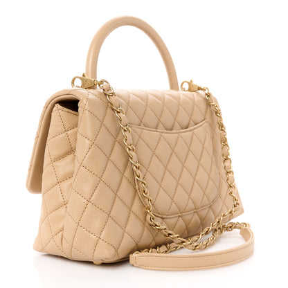 Chanel Caviar Lizard Embossed Quilted Small Coco Handle Flap Beige 3 of 12