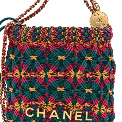 Chanel Calfskin Macrame Mini Chanel 22  Green Purple Yellow 8 of 10