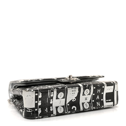 Chanel Lambskin Graffiti Printed Medium Double Flap Black Silver 4 of 10