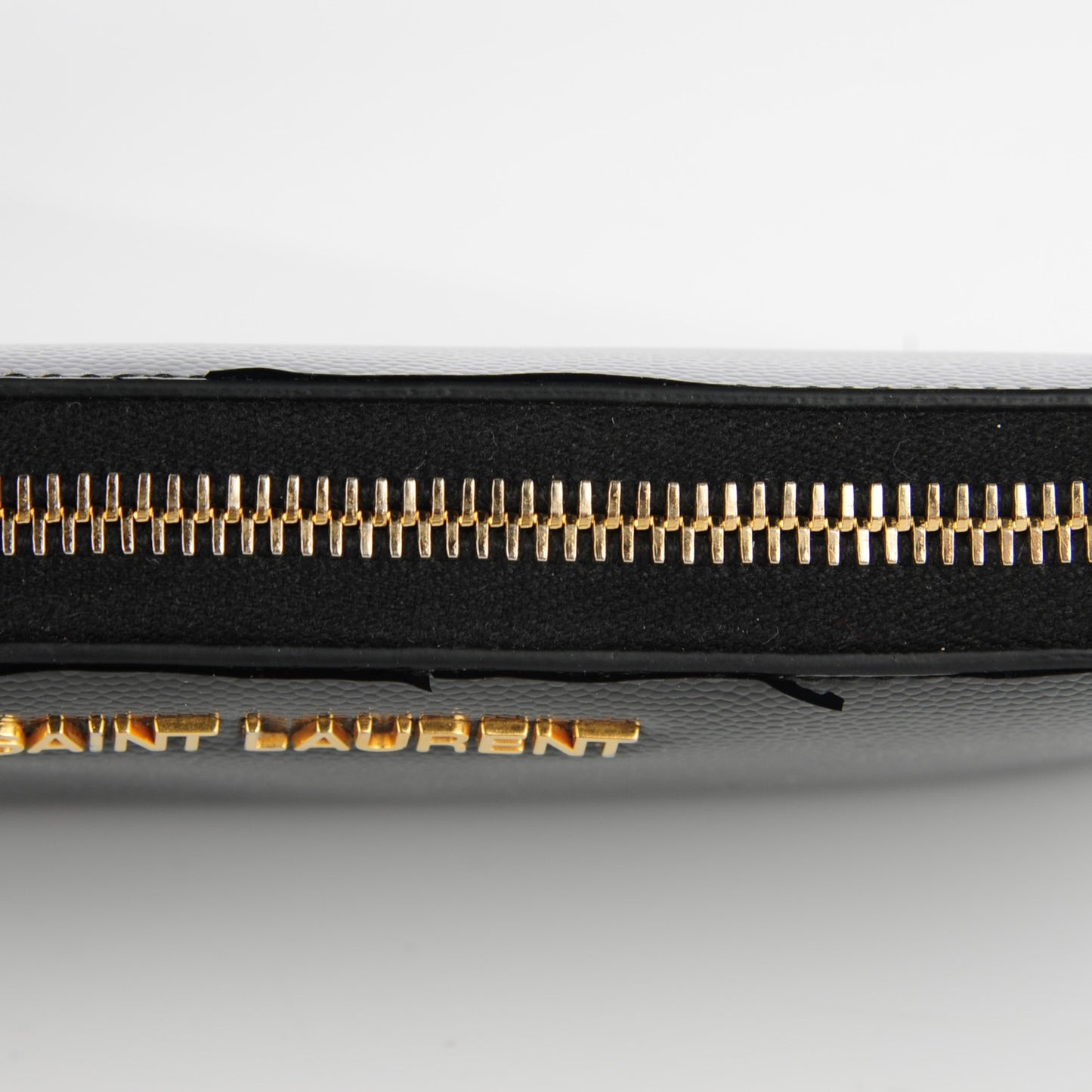 Patent Grain De Poudre Classic Letters Zip Around Wallet Black