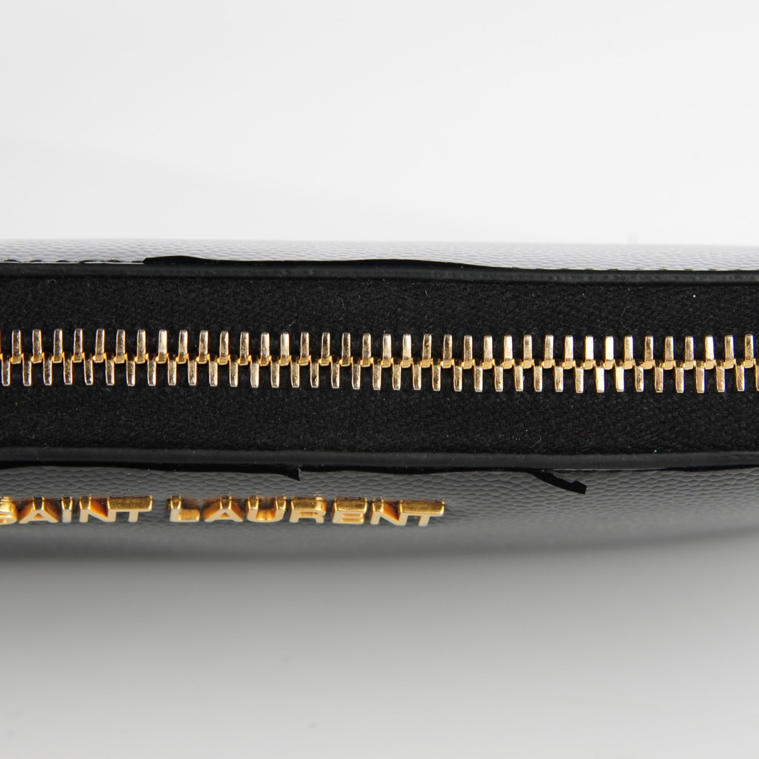 Saint Laurent Patent Grain De Poudre Classic Letters Zip Around Wallet Black 6 of 6