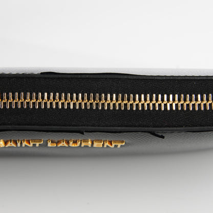 Saint Laurent Patent Grain De Poudre Classic Letters Zip Around Wallet Black 6 of 6