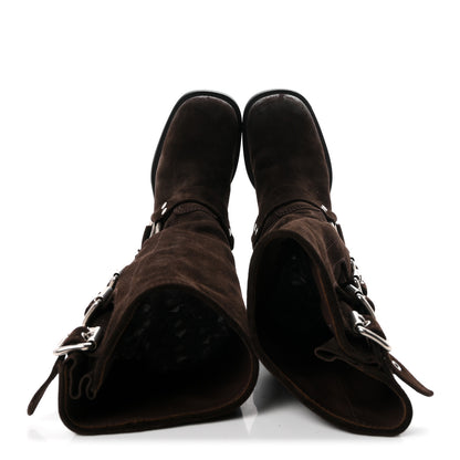 Miu Miu Suede Harness Boots 38 Dark Brown 2 of 9
