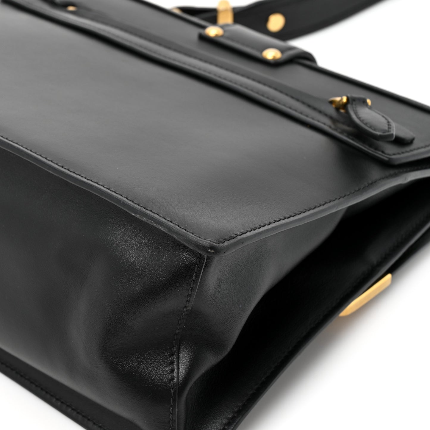City Calfskin Saffiano Cahier Top Handle Bag Black