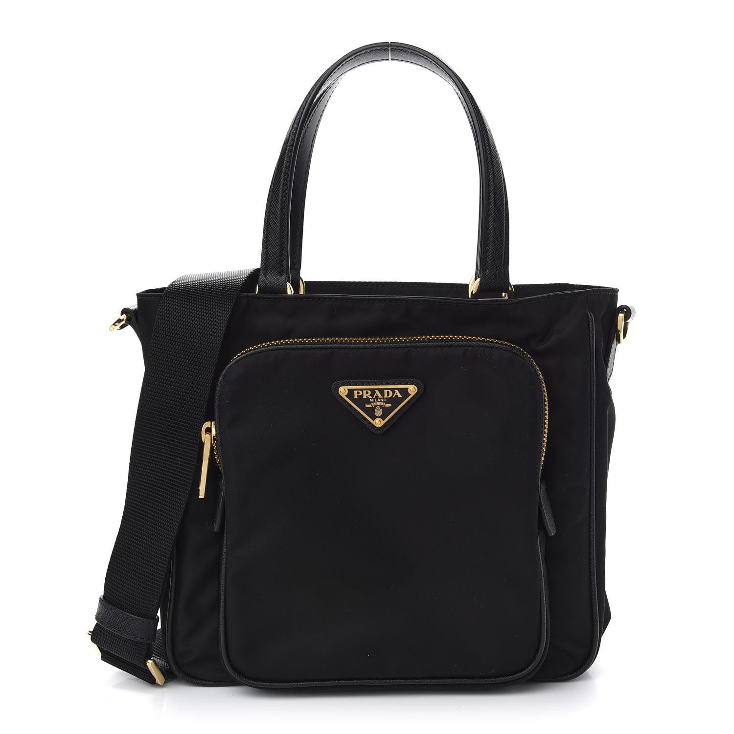 Prada Saffiano Tessuto Nylon Tote Bag Black 1 of 8
