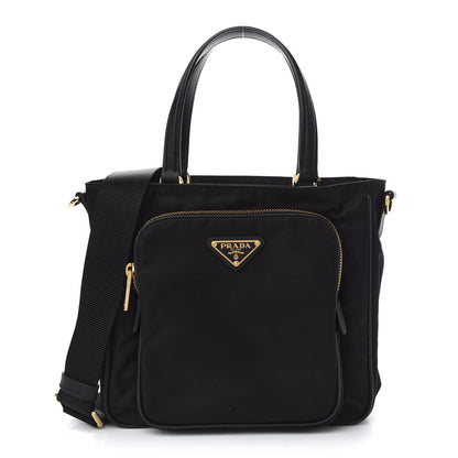 Prada Saffiano Tessuto Nylon Tote Bag Black 1 of 8
