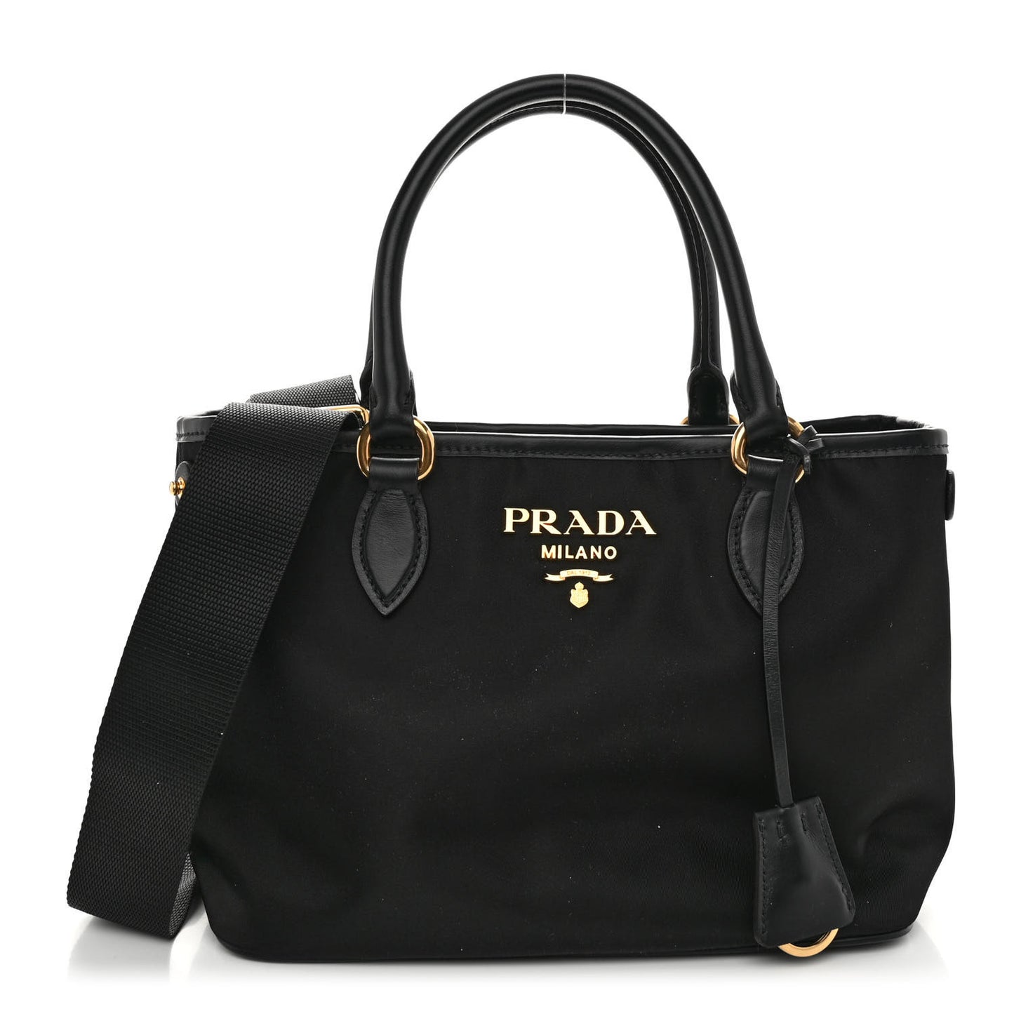 Tessuto Nylon Soft Calf Small Tote Black
