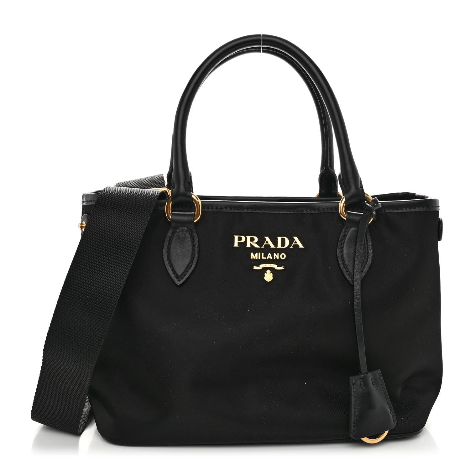 Prada Tessuto Nylon Soft Calf Small Tote Black 1 of 9