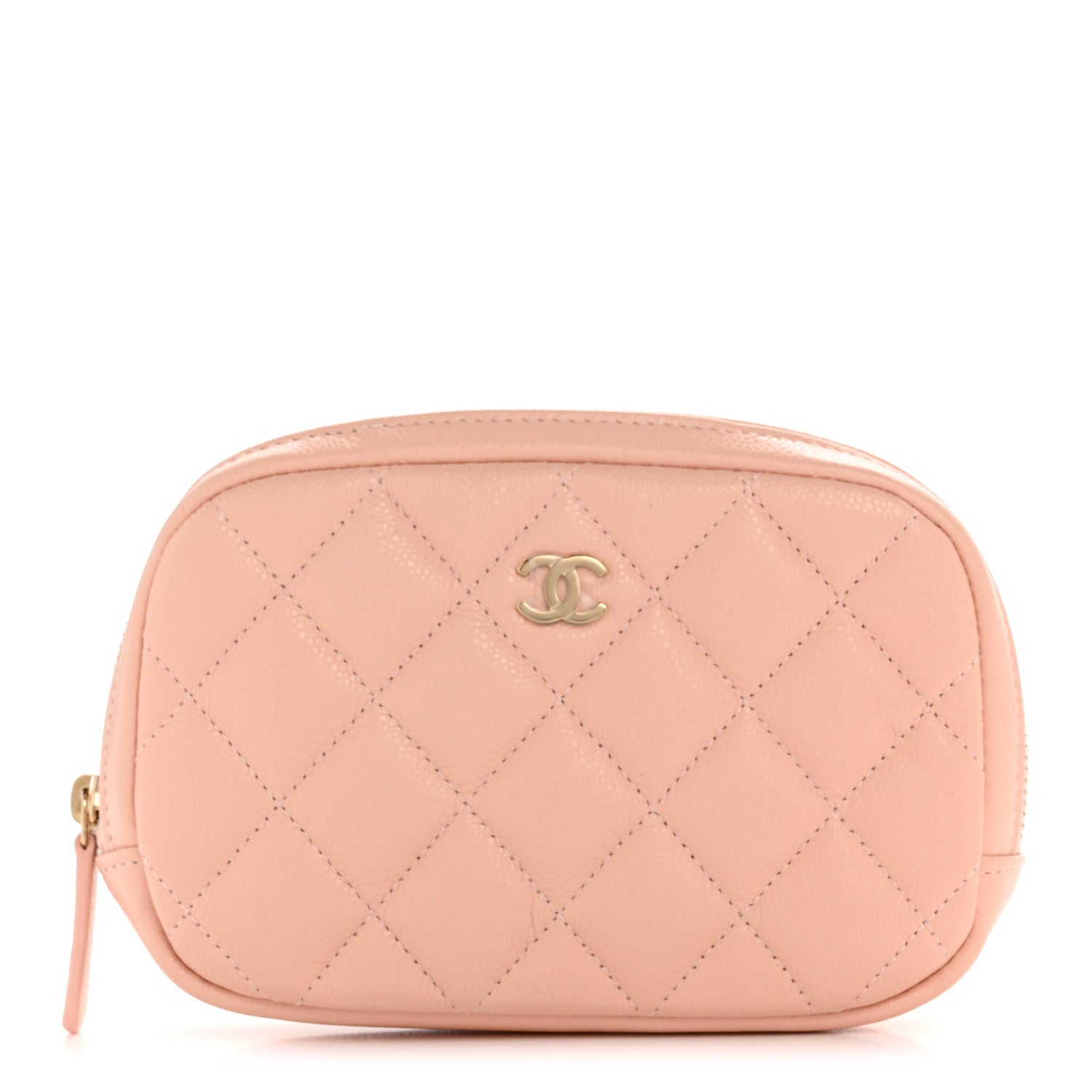 Chanel Caviar Quilted Small Curvy Pouch Cosmetic Case Light Pink 1 of 7