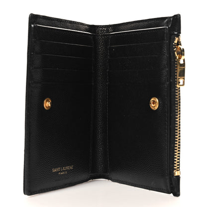Saint Laurent Grain De Poudre Matelasse Chevron Monogram Zipped Two-Part Wallet Black 5 of 9