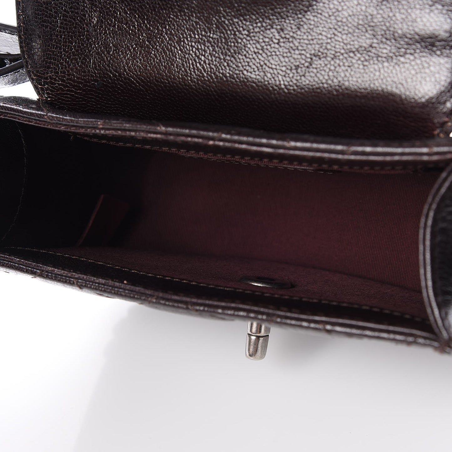 Shiny Goatskin Quilted Small Double Chained Messenger Flap Burgundy