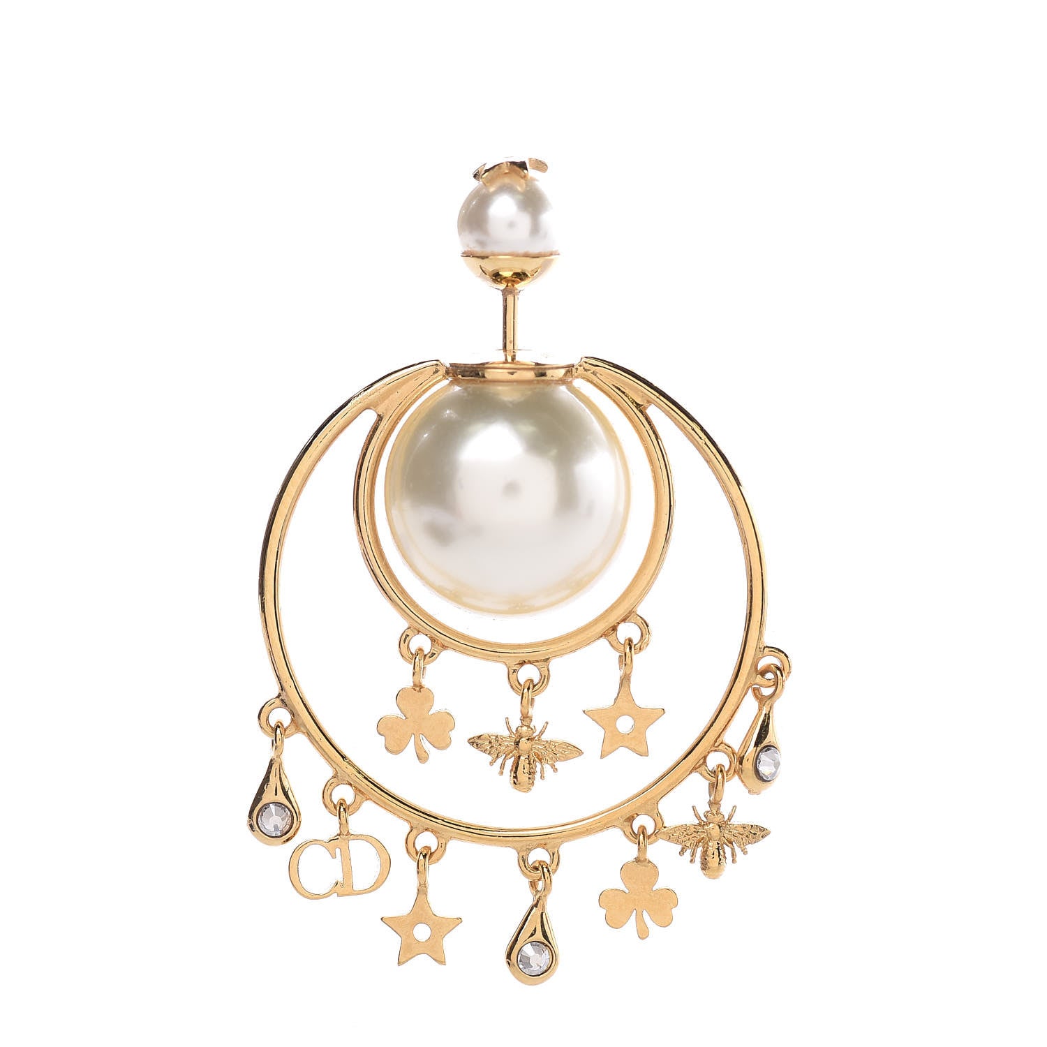Christian Dior Pearl Tribales Earrings Gold 3 of 4