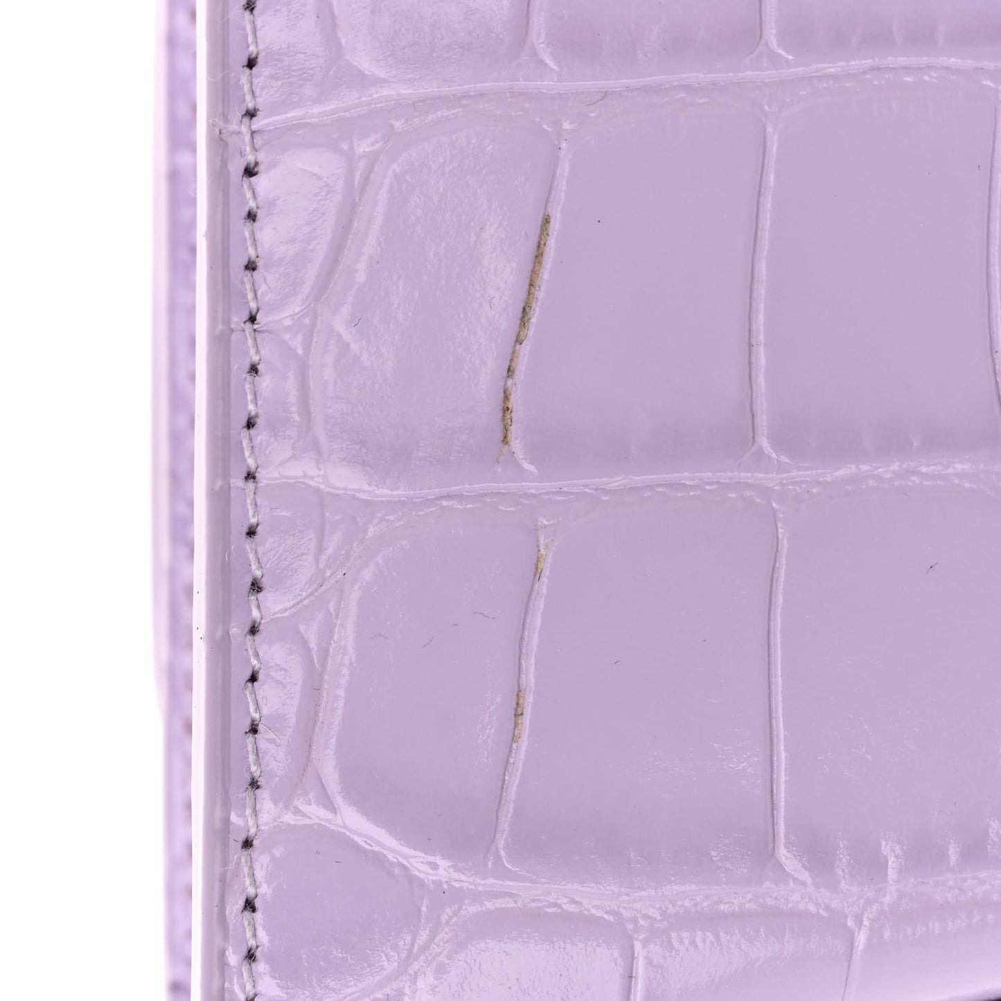 Shiny Calfskin Crocodile Embossed Hourglass Chain Bag Lilac