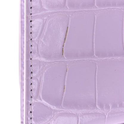 Balenciaga Shiny Calfskin Crocodile Embossed Hourglass Chain Bag Lilac 10 of 10