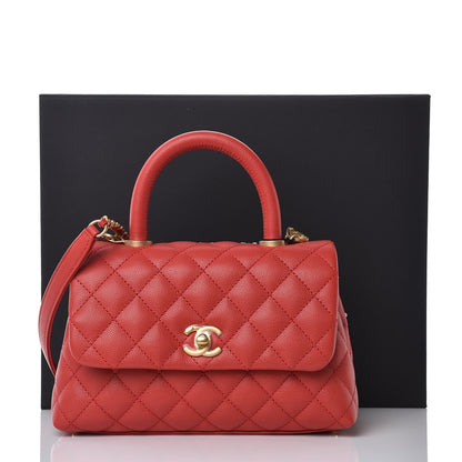 Chanel Caviar Quilted Mini Coco Handle Flap Red 9 of 9