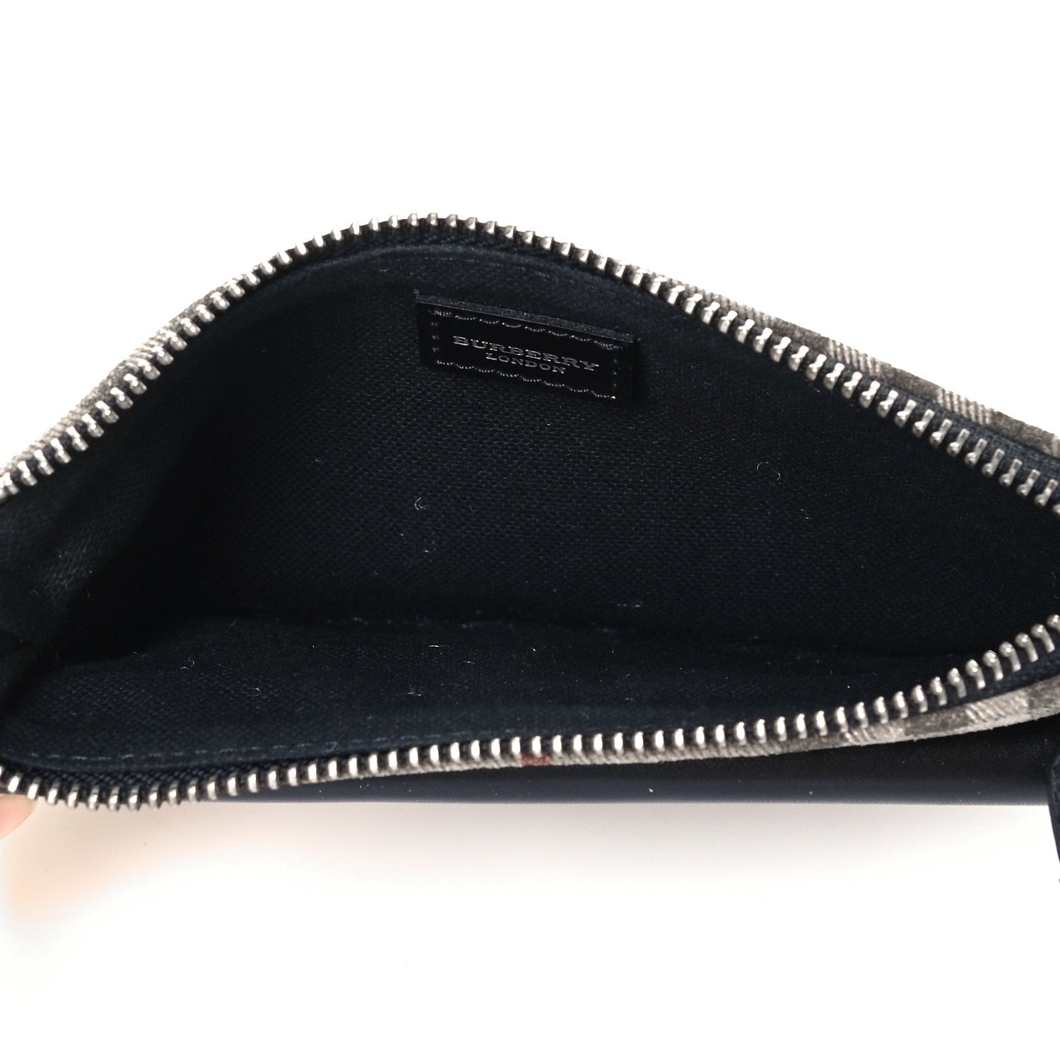Burberry Calfskin Suede House Check Clutch Black 5 of 8