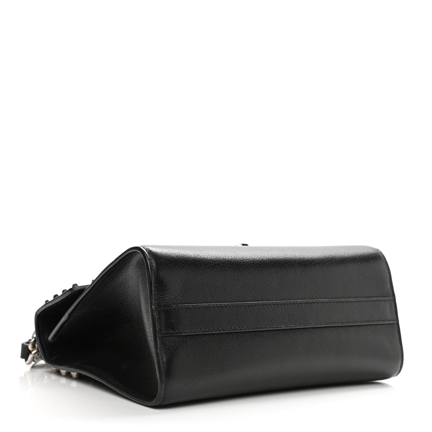 Glace Calfskin Studded Sound Flap Crossbody Shoulder Bag Black