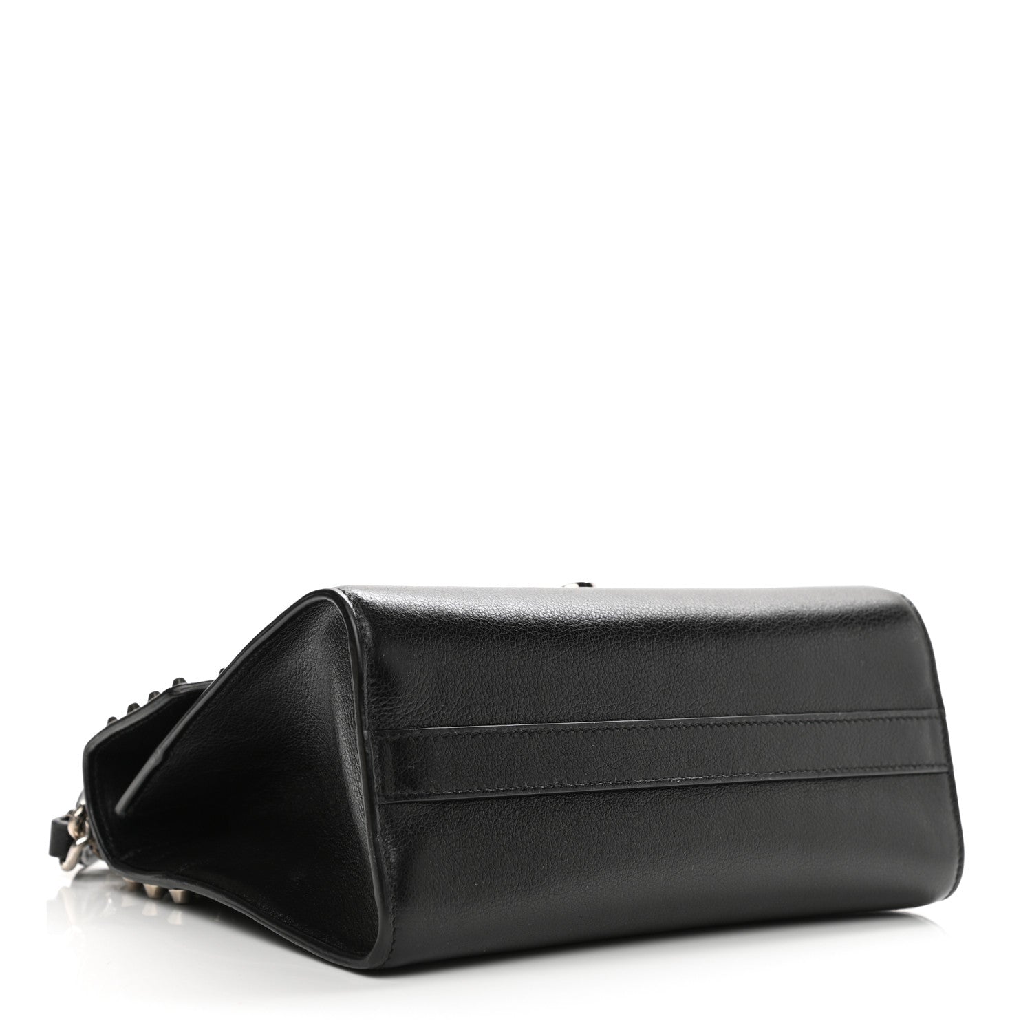 Prada Glace Calfskin Studded Sound Flap Crossbody Shoulder Bag Black 4 of 10