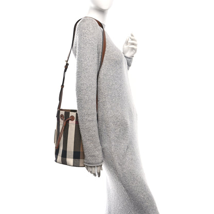 Burberry Giant Check Canvas Small Bucket Bag Taupe Brown 2 of 11