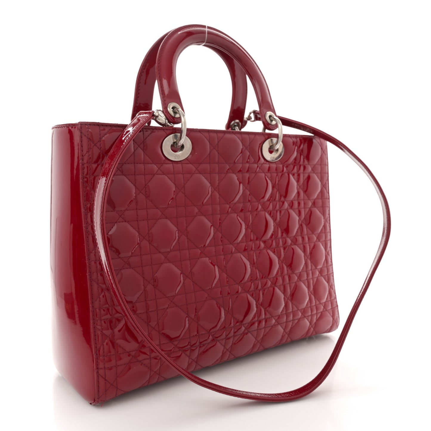 Patent Cannage Large Lady Dior Red