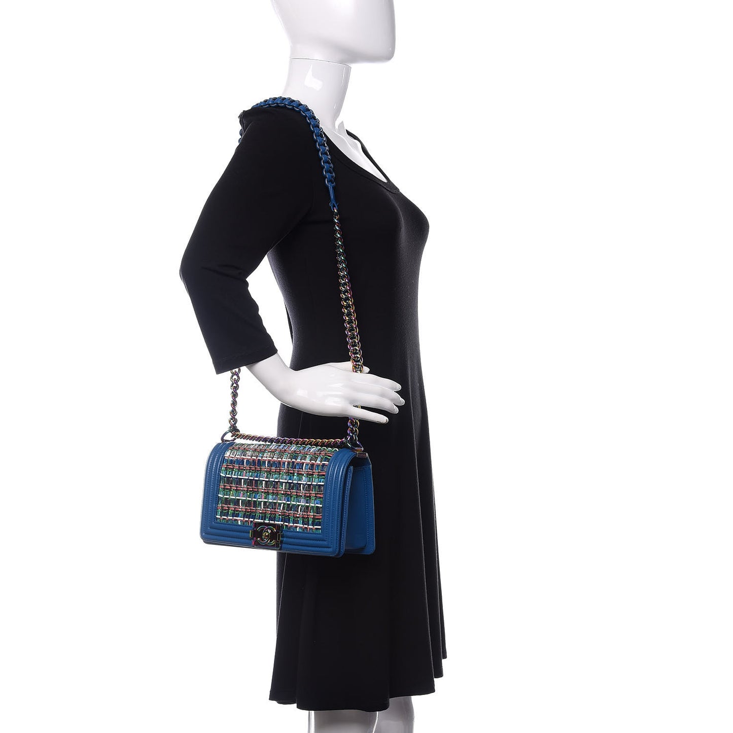 PVC Thread Woven Medium Boy Flap Dark Blue