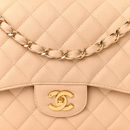 Chanel Caviar Quilted Jumbo Single Flap Beige Clair 8 of 10