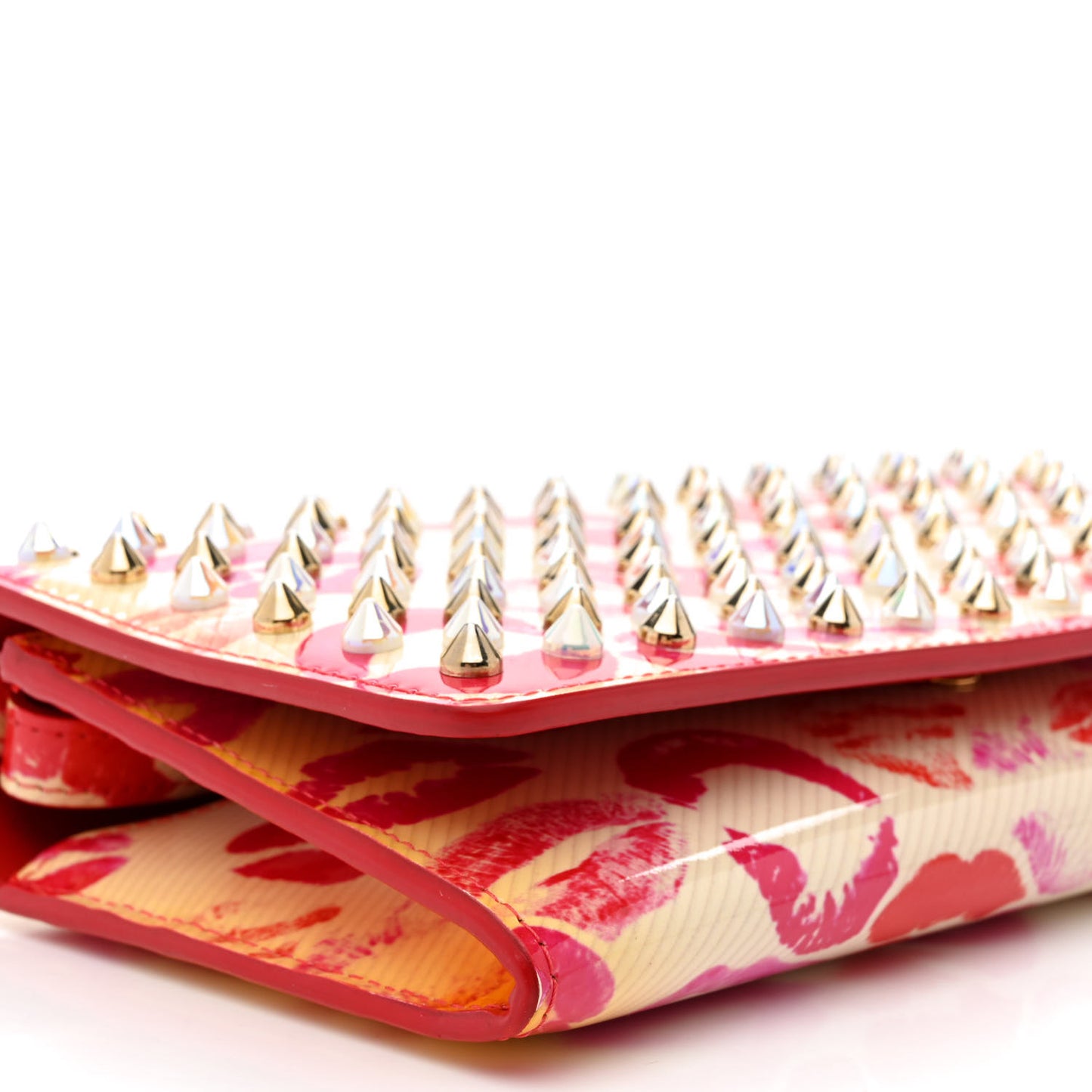Patent Lip Print Macaron Flap Wallet Multicolor