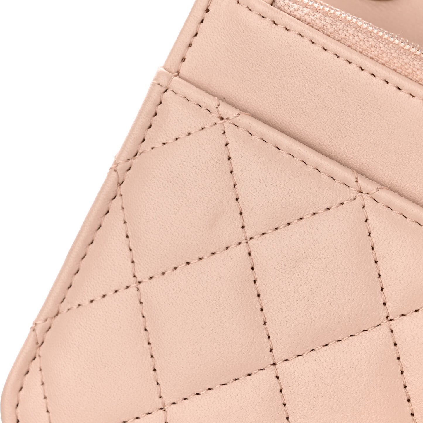 Lambskin Quilted Trendy CC Wallet On Chain WOC Light Beige
