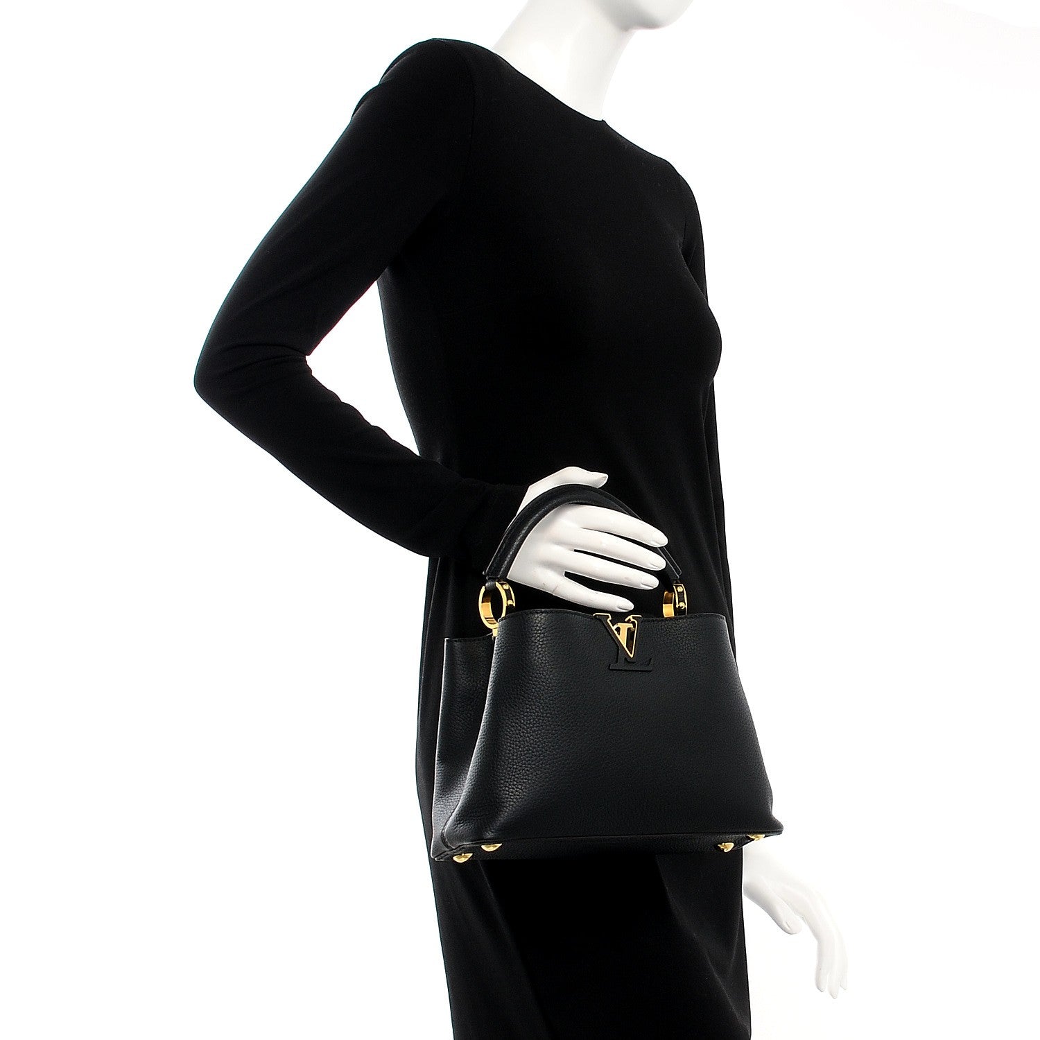 Louis Vuitton Taurillon Capucines BB Black 2 of 7