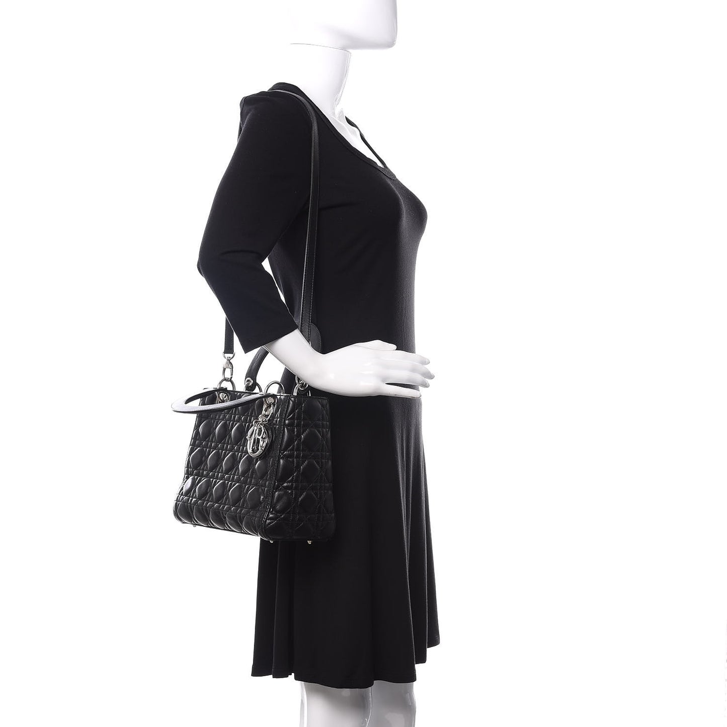 Lambskin Cannage Medium Lady Dior Black