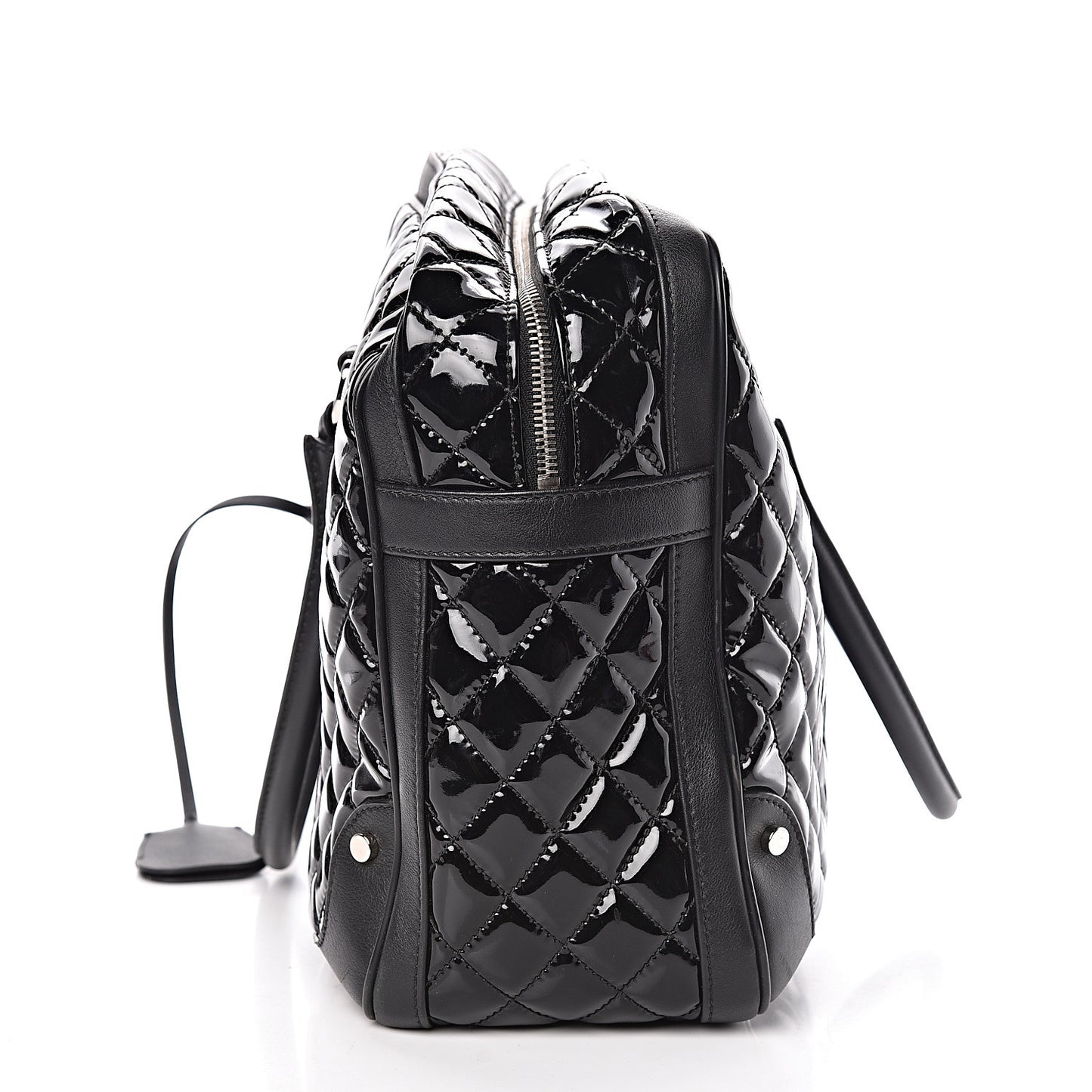 Patent Quilted Travel Bag Black