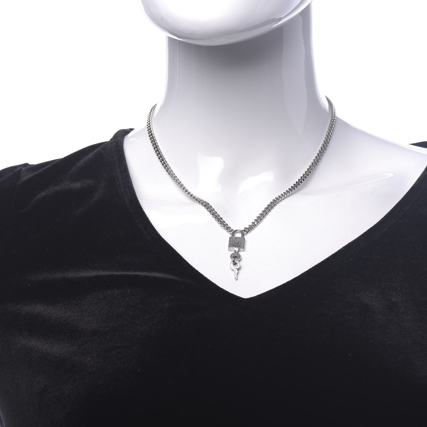 Metal Lock and Key Necklace Silver