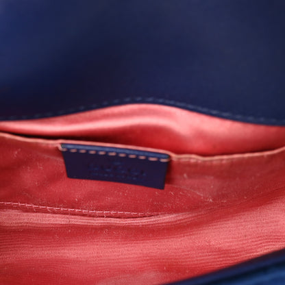 Gucci Velvet Matelasse Mini GG Marmont Shoulder Bag Cobalt Blue 4 of 9