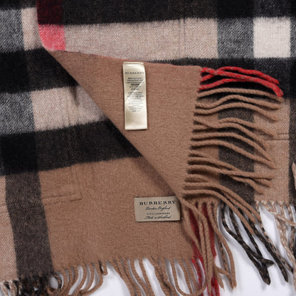 Burberry Cashmere Wool Nova Check St. Helene Blanket Fringe Scarf Camel 3 of 3