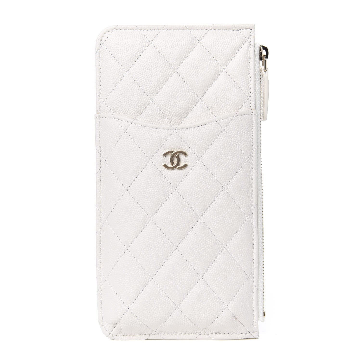 Chanel Caviar Quilted Classic Flat Wallet Pouch White 1 of 7
