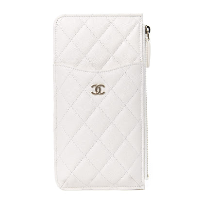 Chanel Caviar Quilted Classic Flat Wallet Pouch White 1 of 7
