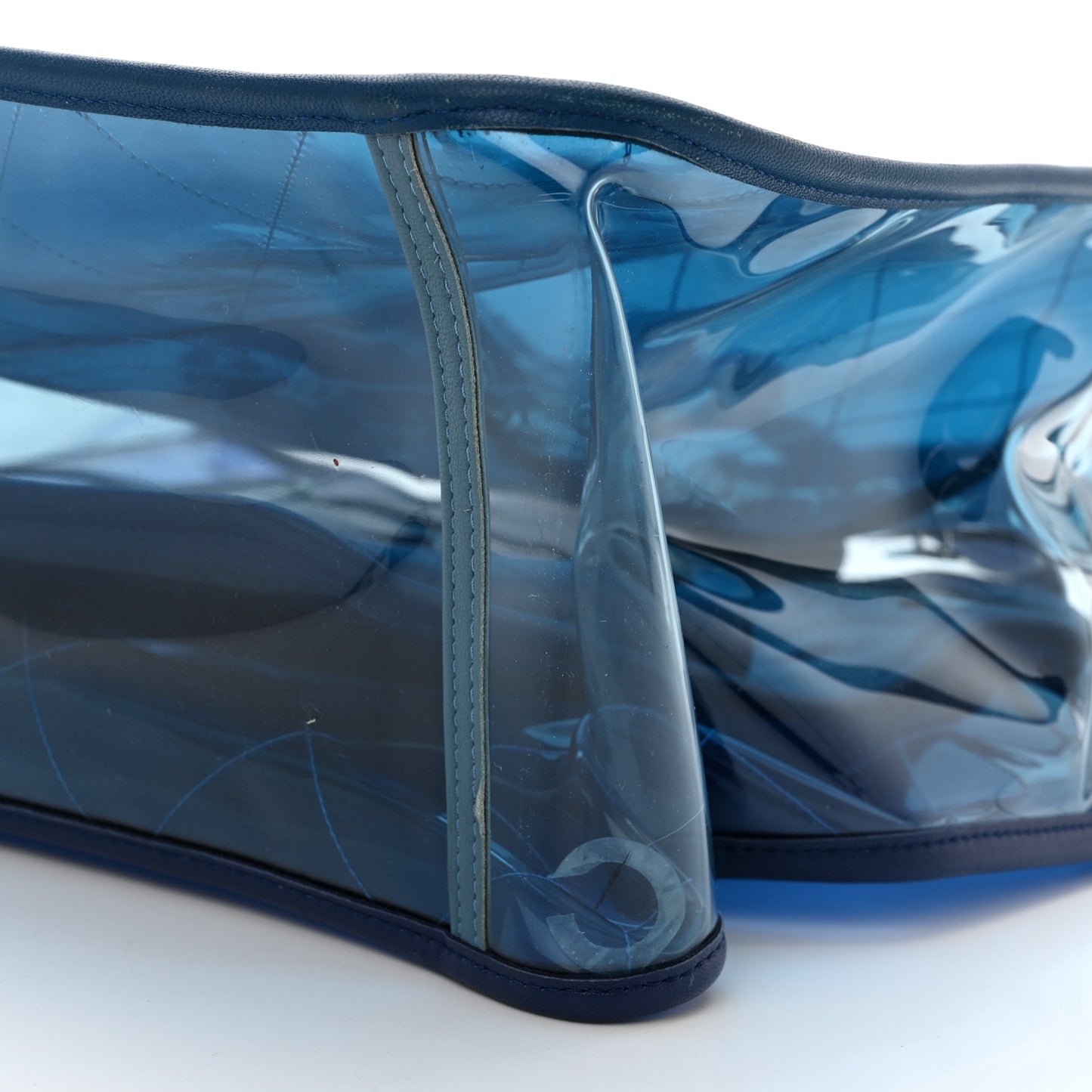 Lambskin PVC Quilted Large Coco Splash Shopping Bag Blue Dark Blue