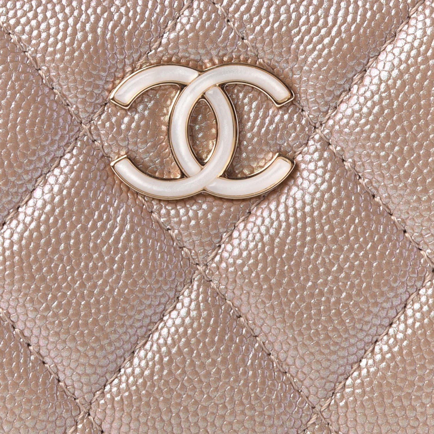 Chanel Iridescent Caviar Quilted Zip Coin Purse Beige 9 of 10